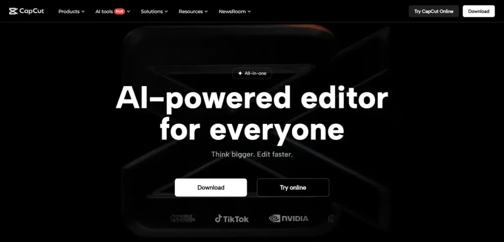 CapCut video editing tool interface