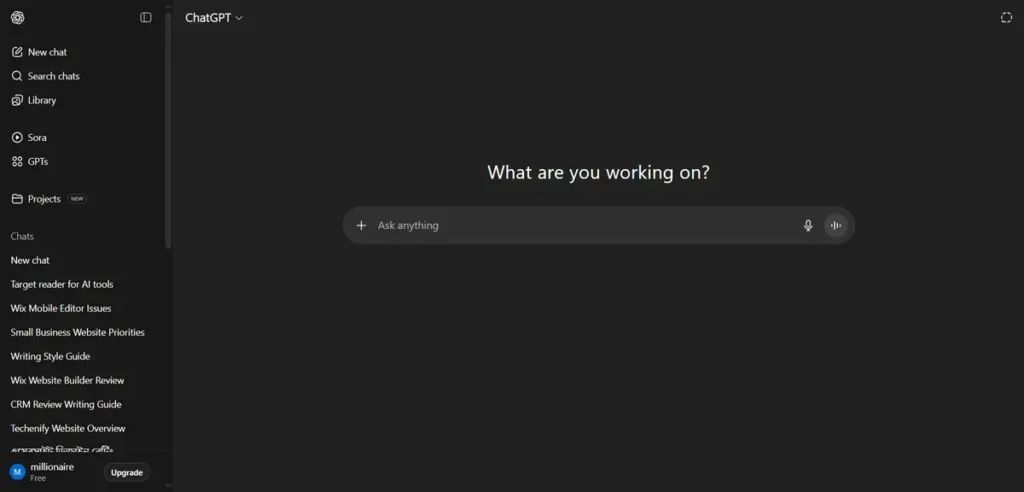 ChatGPT is the best AI tools showing chat dashboard