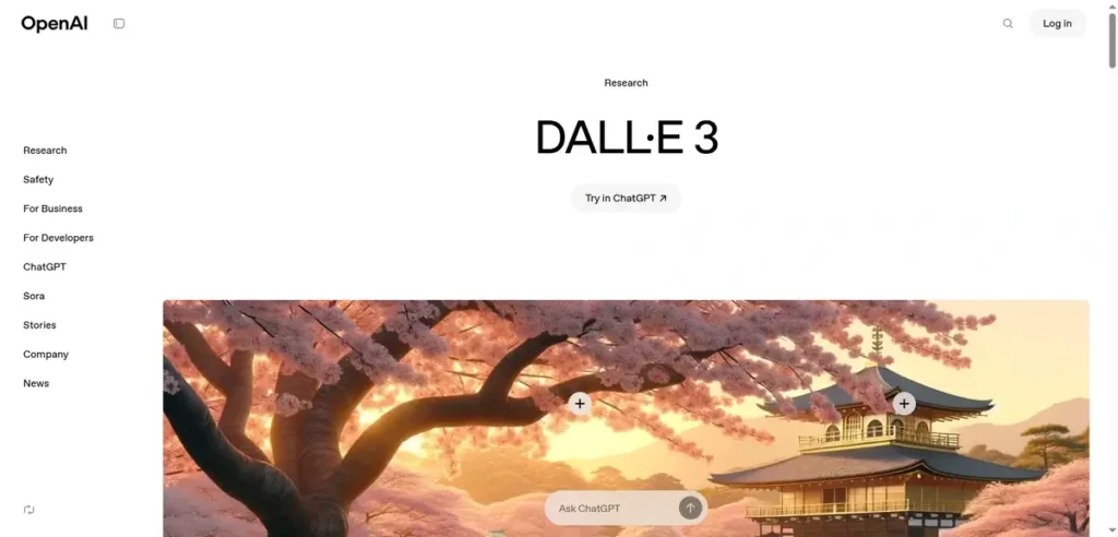 DALL·E 3 homepage interface