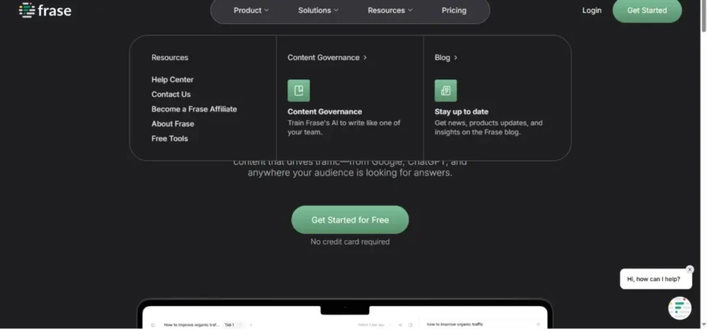 Frase homepage screenshot
