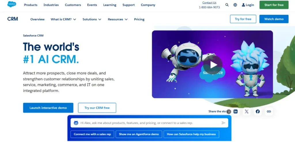 Salesforce CRM homepage screenshot
