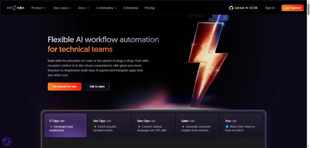 n8n homepage interface